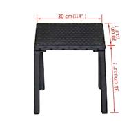 Ligbeddenset poly rattan zwart 3-delig - thumbnail