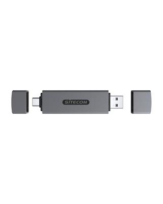 Sitecom USB-A + USB-C Stick Card Reader with USB port