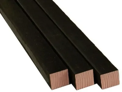 Woodvision Douglas Paal Geschaafd - 6,5 x 6,5 x 300 cm - Zwart Gespoten