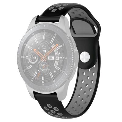 Dubbele kleur polsband horloge band voor Galaxy Watch 46mm (zwart grijs)