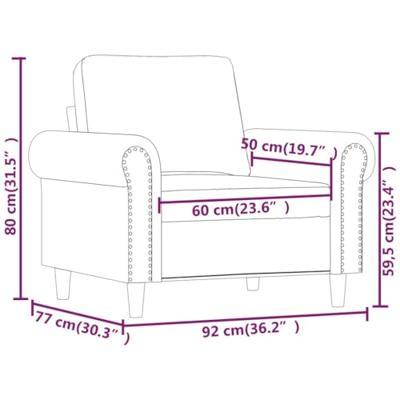 Fauteuil 60 cm fluweel lichtgrijs