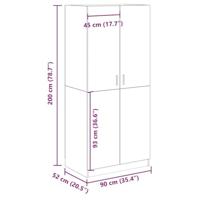 Kledingkast 90x52x200 cm bewerkt hout artisanaal eikenkleur - thumbnail