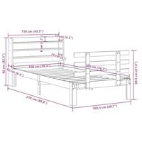Bedframe met hoofdbord massief grenenhout wasbruin 100x200 cm - thumbnail