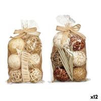 Set decoratieve ballen Gift Decor Wit Bruin 22 x 40 x 9 cm (12 Stuks) - thumbnail