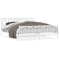 Bedframe met hoofd- en voeteneinde metaal wit 183x213 cm - thumbnail