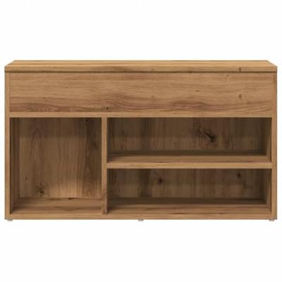 Schoenenbankje 80x30x45 cm bewerkt hout artisanaal eikenkleur