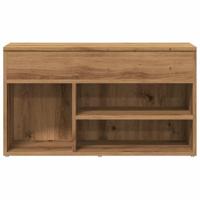 Schoenenbankje 80x30x45 cm bewerkt hout artisanaal eikenkleur - thumbnail