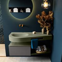 MONDIAZ RIVA 120cm badmeubel onderkast / planchet kleur Dark_Grey met 1 lade. Wastafel DULCET links 0 kraangaten kleur Army. - thumbnail