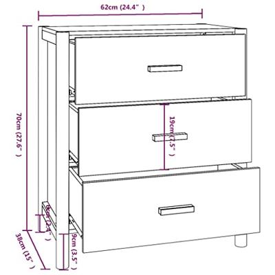 Dressoir 62x38x70 cm bewerkt hout wit