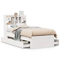 Bed met boekenkast zonder matras grenenhout wit 90x200 cm - thumbnail