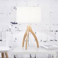 Good&Mojo Tafellamp 'Annapurna' Bamboe en Eco linnen, kleur Wit - thumbnail