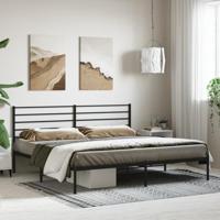 Bedframe met hoofdbord metaal zwart 193x203 cm - thumbnail