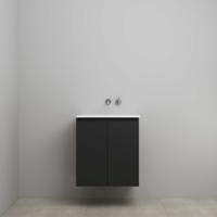 On-Line Onderkast - 60 cm - Bouwpakket - Greeploos 2 Deuren - Acryl Wastafel - zonder Kraangat - Mat Zwart - thumbnail