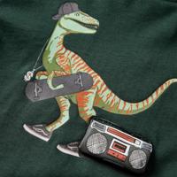 Kindershirt met lange mouwen dinosaurusprint 104 donkergroen - thumbnail