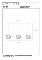 Lucide DANZA - Hanglamp - 3xE27 - Zwart - thumbnail