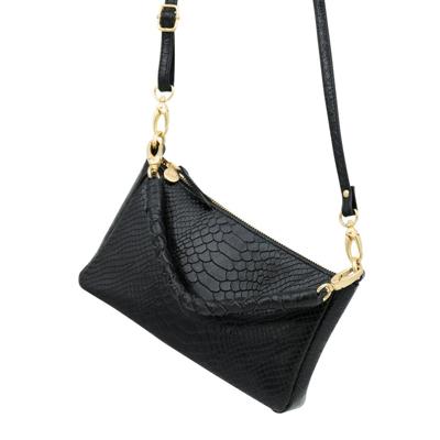Leren handtas dames - zwart slangenprint - MŌSZ Coco S