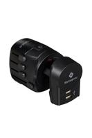 WORLD ADAPTOR PRO 3-P+USB Black - thumbnail