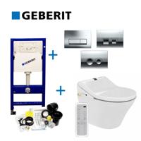 Geberit UP100 Toiletset 43 Maro D&apos;Italia DI600 Douchewc Met Wandcloset En Drukplaat - thumbnail