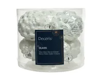Decoris Kerstballen glas dennenappel 6st winterwit 5x7cm - thumbnail