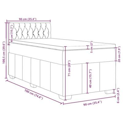 Boxspring met matras stof lichtgrijs 90x190 cm