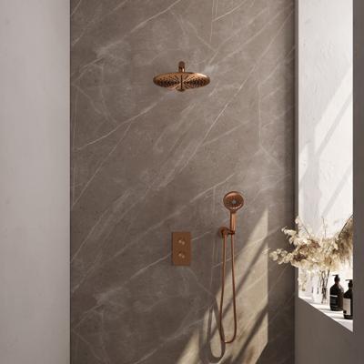 Inbouw Regendouche Set Brauer Copper Edition Plafond Uitloop Ronde Hoofddouche 30 cm Met Glijstang en Handdouche 3 Standen Koper