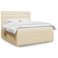 Boxspring met matras stof crèmekleurig 80x200 cm - thumbnail