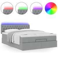 Ottoman bed met matras en LED's 140x200cm stof lichtgrijs - thumbnail