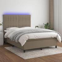 Boxspring met matras en LED stof taupe 140x190 cm - thumbnail