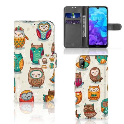 Huawei Y5 (2019) | Telefoonhoesje | Met pasjeshouder | Vrolijke Uilen