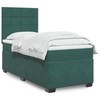 Boxspring met matras fluweel donkergroen 100x200 cm - thumbnail