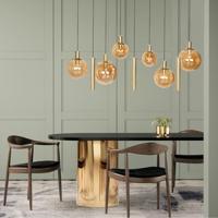 Steinhauer Eettafel hanglampBollique goud met amberglas - 3799ME - thumbnail