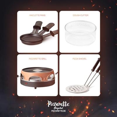 Emerio PO-113255.4 3in1 Pizzarette + 6 Pannetjes Terracotta Oranje/Zwart - thumbnail