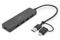 Digitus DA-70235 USB 3.0-hub Met USB-C stekker Zwart - thumbnail