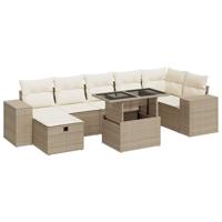 5-delige Loungeset met kussens poly rattan beige - thumbnail