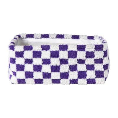 Mand checks groot - paars/wit - 15x36x26 cm