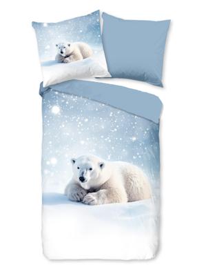 Good Morning Kinderdekbedovertrek "ijsbeer" - Blauw - (135x200 cm) - Katoen Flanel