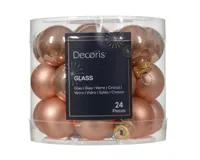 Decoris kerstballen glas 24st roze 2,5cm - thumbnail