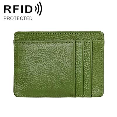 KB37 Antimagnetic RFID Litchi Texture Leather Card Holder Wallet Billfold for Men and Women (Green)