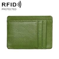 KB37 Antimagnetic RFID Litchi Texture Leather Card Holder Wallet Billfold for Men and Women (Green) - thumbnail