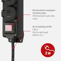 Brennenstuhl Stekkerdoos met schakelaar IP44 3-voudig zwart 2m H07RN-F 3G1,5 - 1159950013 - thumbnail