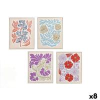 Canvas Gift Decor Blauw Rood Oranje Paars Blommor 40 x 3 x 50 cm (8 Stuks) - thumbnail
