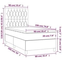Boxspring met matras en LED stof donkerbruin 90x190 cm - thumbnail