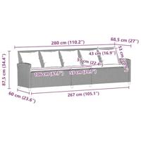 Tuinbank 5-zits met kussens poly rattan lichtgrijs - thumbnail