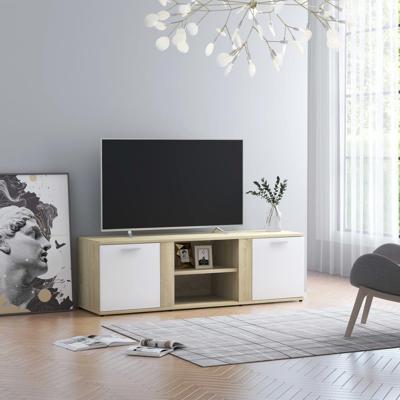 vidaXL Tv-meubel 120x34x37 cm spaanplaat wit en sonoma eikenkleurig vidaXL Tv-meubel 120x34x37 cm spaanplaat wit en sonoma eikenkleurig