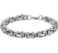 Armband Koningsschakel staal zilverkleurig 7 mm 21 cm - thumbnail