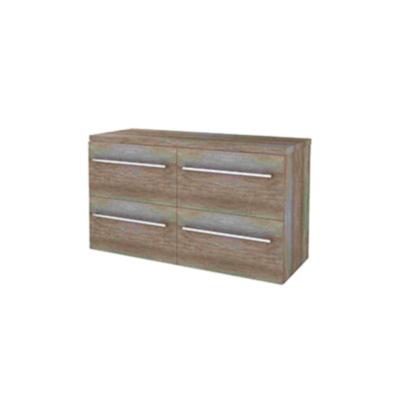 Basic-Line Start 46 Badkamermeubelset - 120 x 46 cm - Met Grepen - 4 Lades - Wastafelblad - Scotch Oak