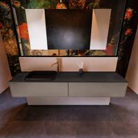 Badkamermeubelset Mondiaz Erin 200 cm met 2 Lades met RIDGE Wastafel Links Urban met 1 kraangat Greeploos Mat Smoke - thumbnail