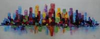 Schilderij - Handgeschilderd - Skyline 5, 150x60cm - thumbnail