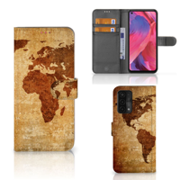 OPPO A54 5G | A74 5G | A93 5G | Flip Cover | Wereldkaart - thumbnail