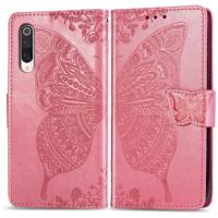Voor Xiaomi 9 Pro Butterfly Love Flower reliëf horizontale Flip lederen draagtas met beugel Lanyard Card slot portemonnee (roze) - thumbnail